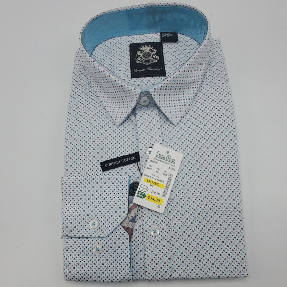 English Laundry Men's Long Sleeve Flip Cuff Shirt